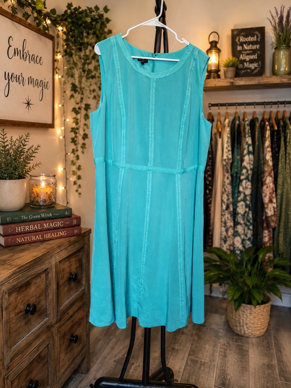 Talbots Turquoise Sleeveless Fit & Flare Dress – Size 20... P2p23